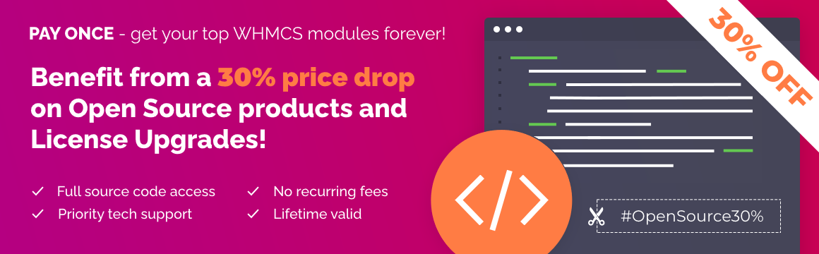 30% Discount on Open Source and License Upgrades by ModulesGarden