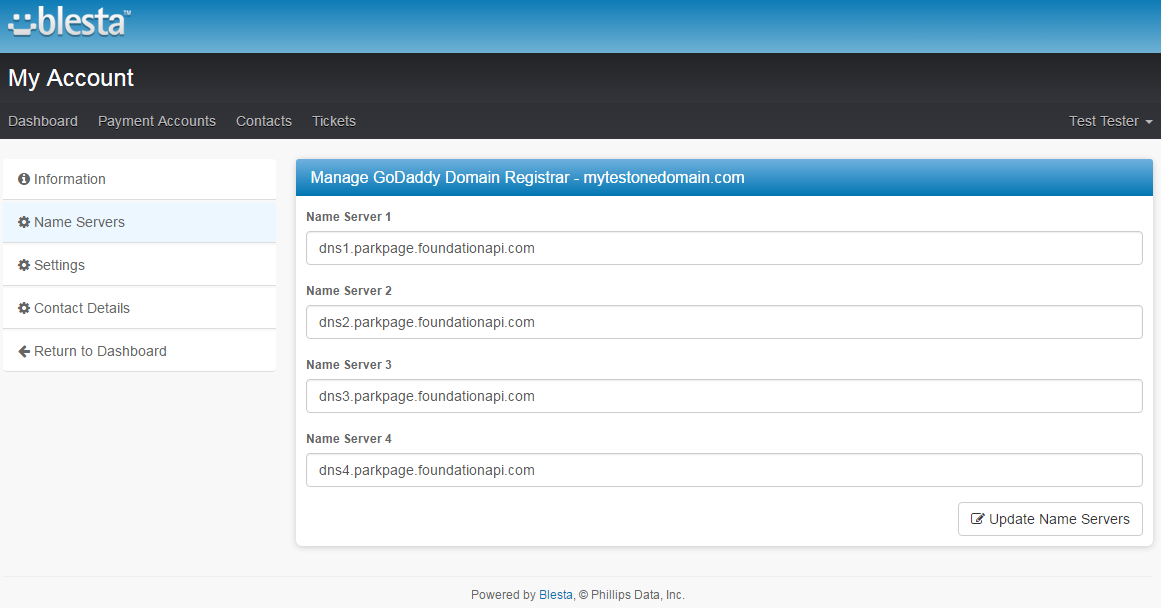 GoDaddy Domain Registrar For Blesta: Screen 4