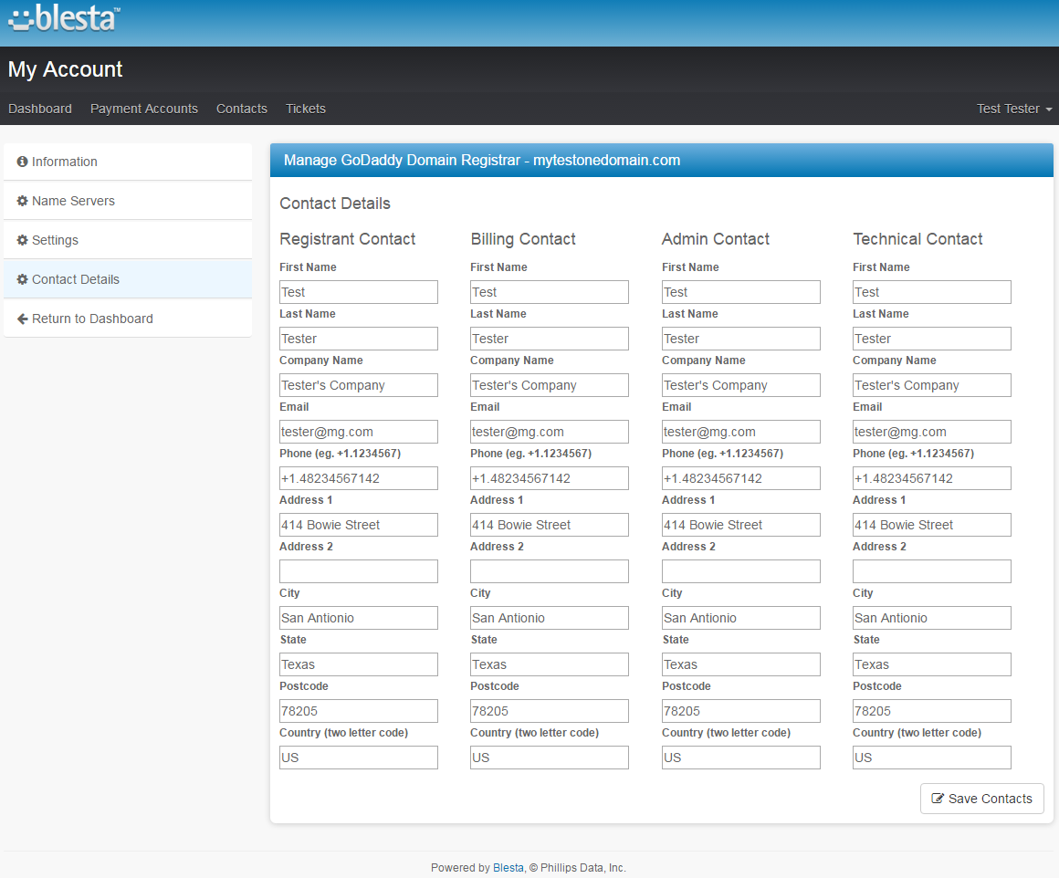GoDaddy Domain Registrar For Blesta: Screen 6