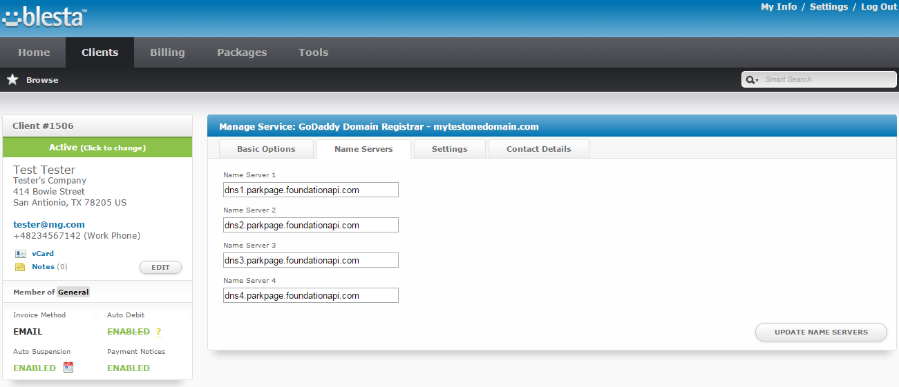GoDaddy Domain Registrar For Blesta: Screen 8