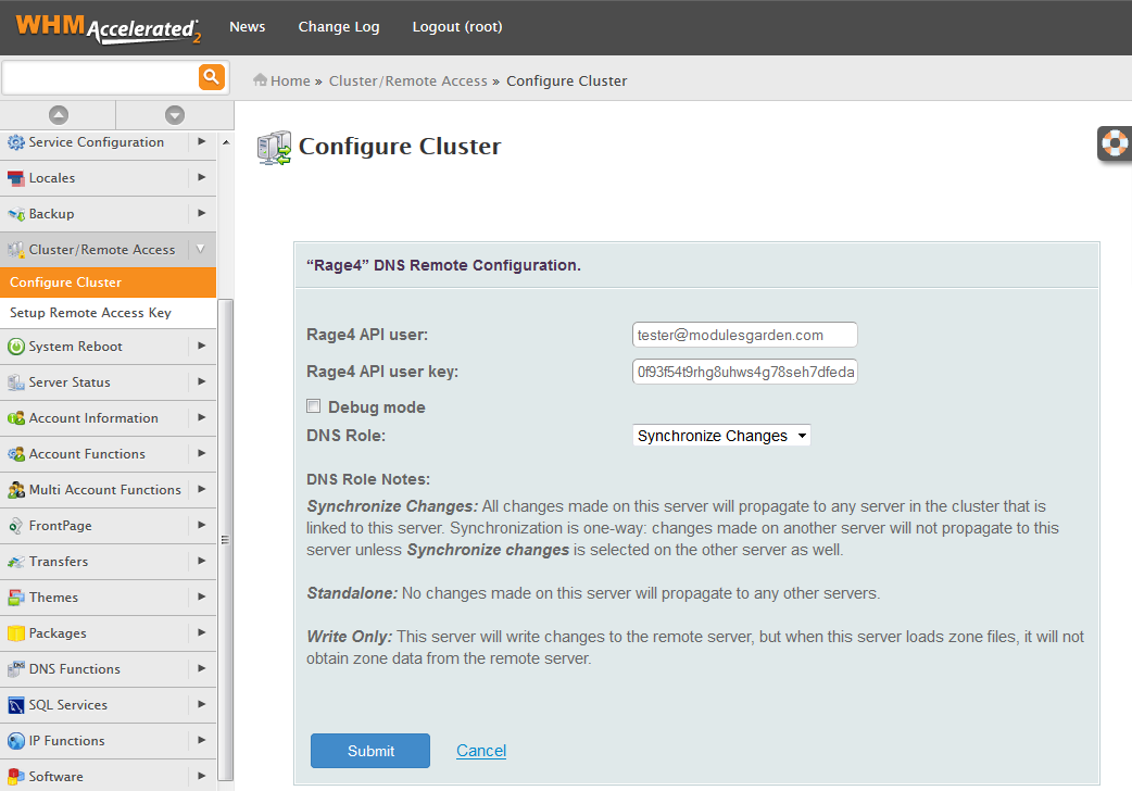 Rage4 For cPanel: Screen 2