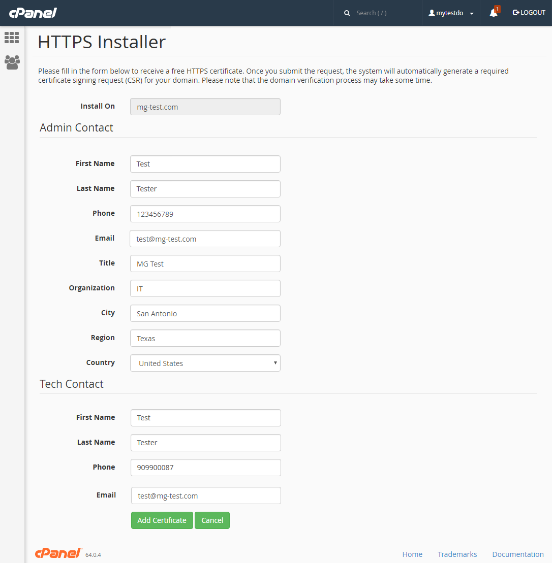 Servertastic SSL For cPanel: Extension Screenshot 3