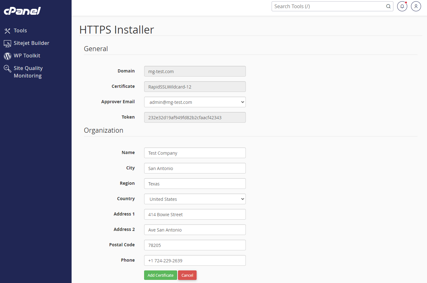 Servertastic SSL For cPanel: Extension Screenshot 3