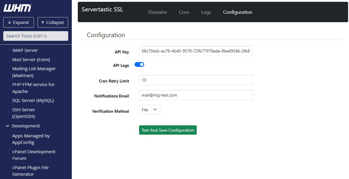 Servertastic SSL For cPanel: Extension Screenshot 8