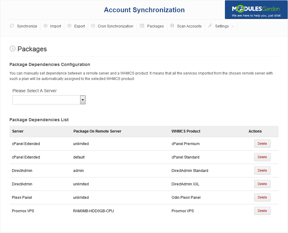 Account Synchronization For WHMCS: Screen 6