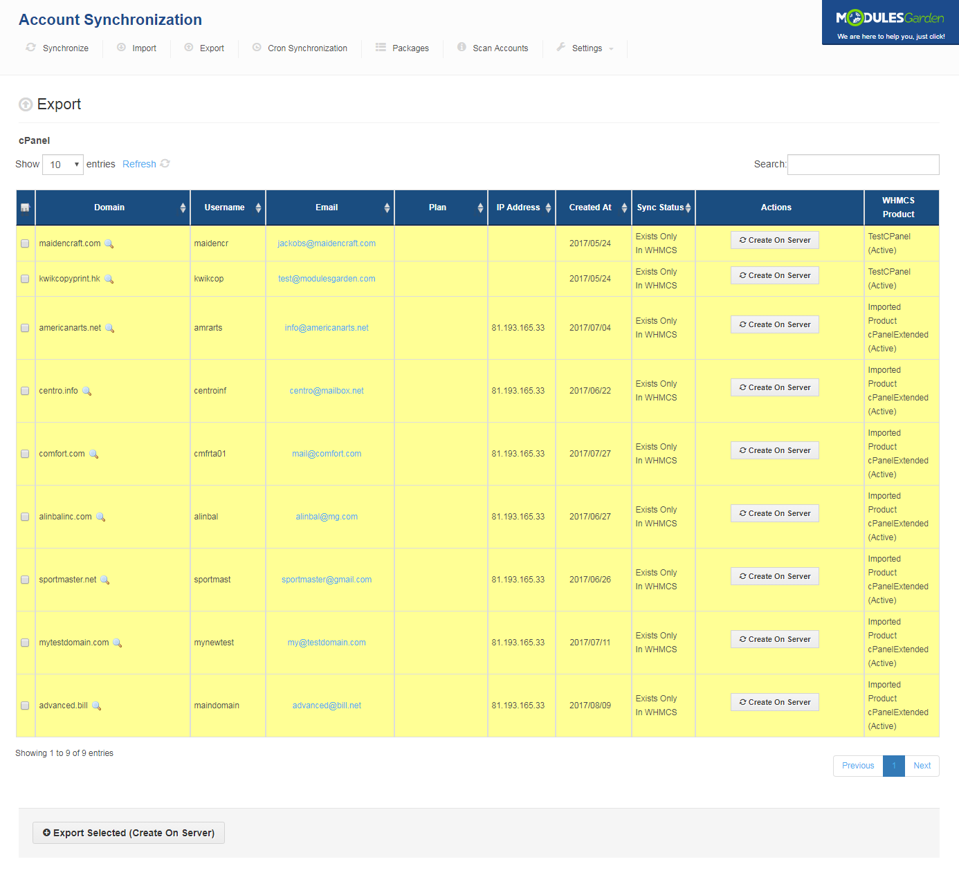 Account Synchronization For WHMCS: Screen 4