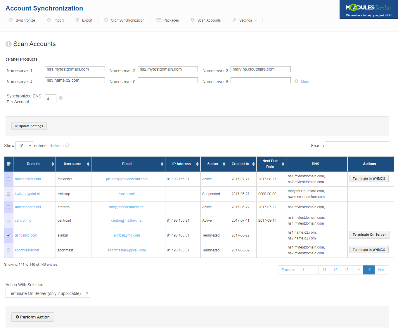Account Synchronization For WHMCS: Screen 7