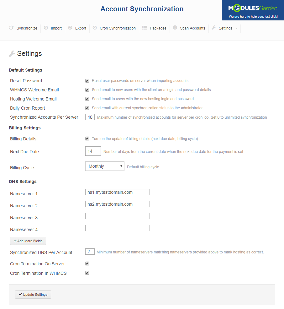 Account Synchronization For WHMCS: Screen 8