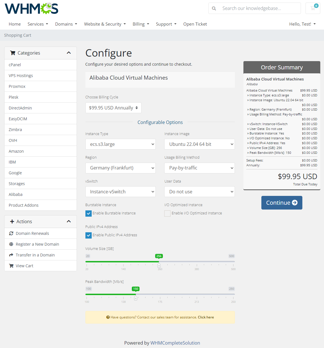 Alibaba Cloud Virtual Machines For WHMCS: Module Screenshot 4