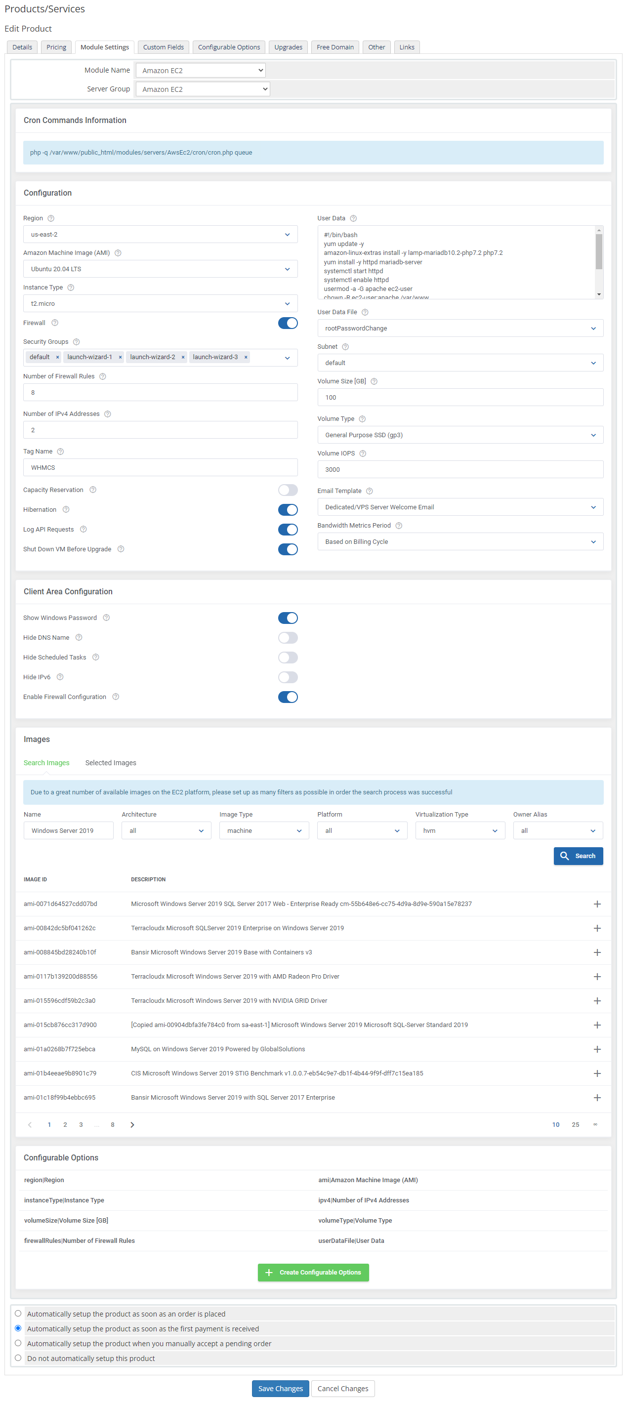 Amazon EC2 For WHMCS: Module Screenshot 6