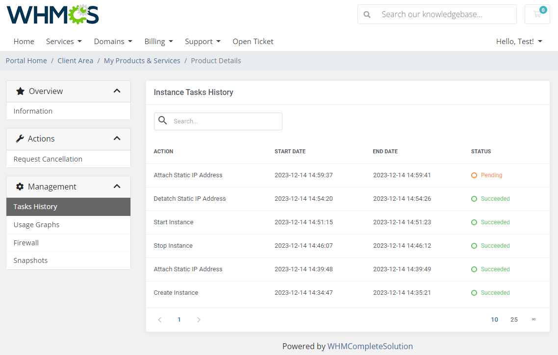 Amazon Lightsail For WHMCS: Module Screenshot 3