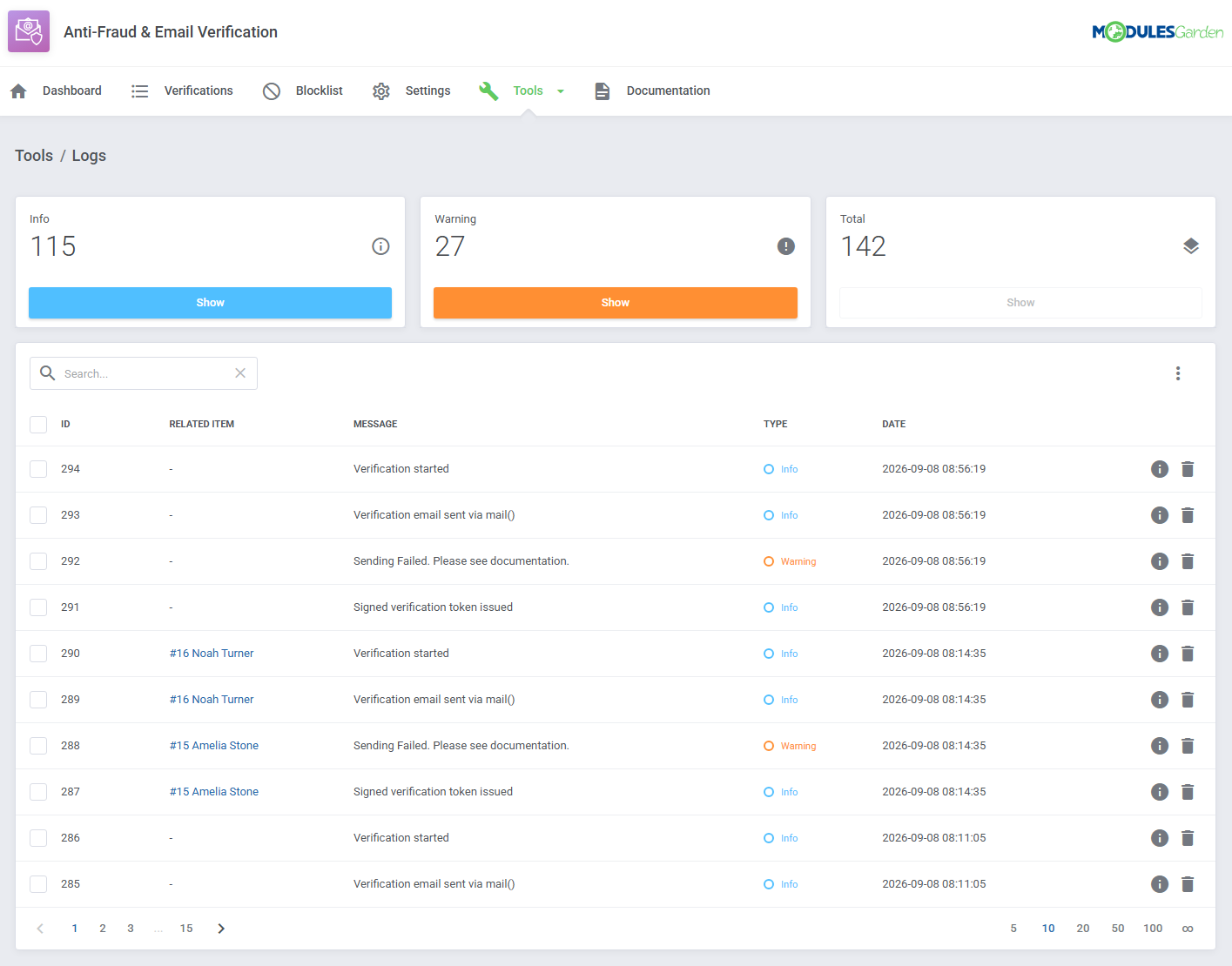 Anti-Fraud & Email Verification For WHMCS: Module Screenshot 10