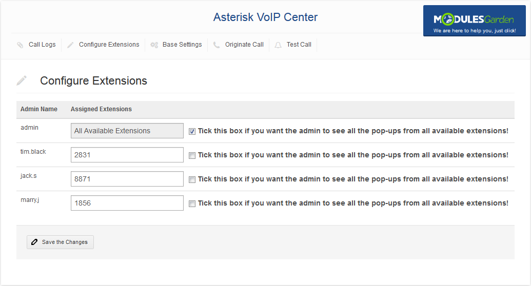 Asterisk VoIP Center For WHMCS: Screen 4