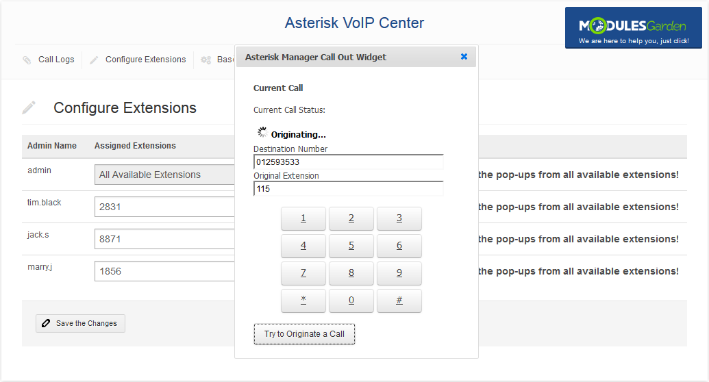 Asterisk VoIP Center For WHMCS: Screen 5