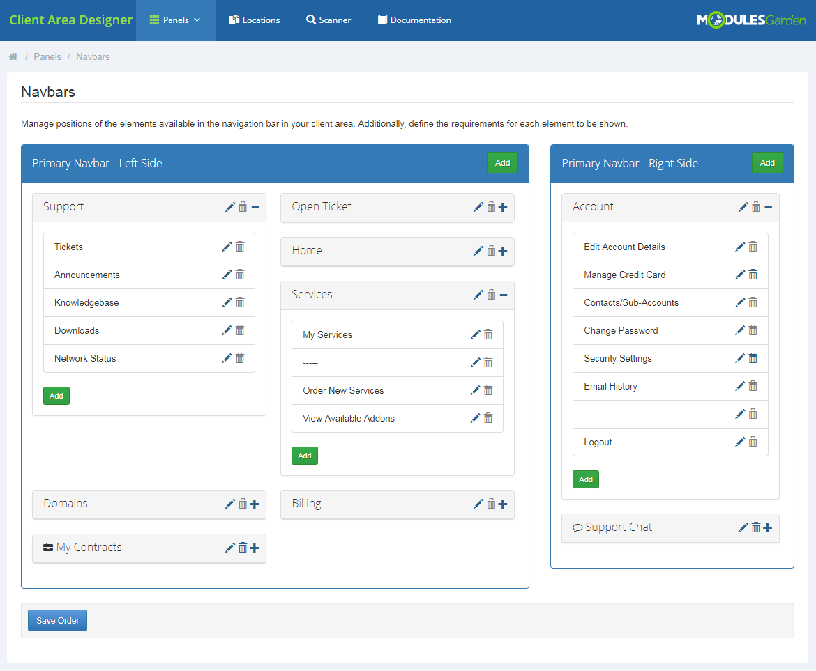 Client Area Designer For WHMCS: Screen 3