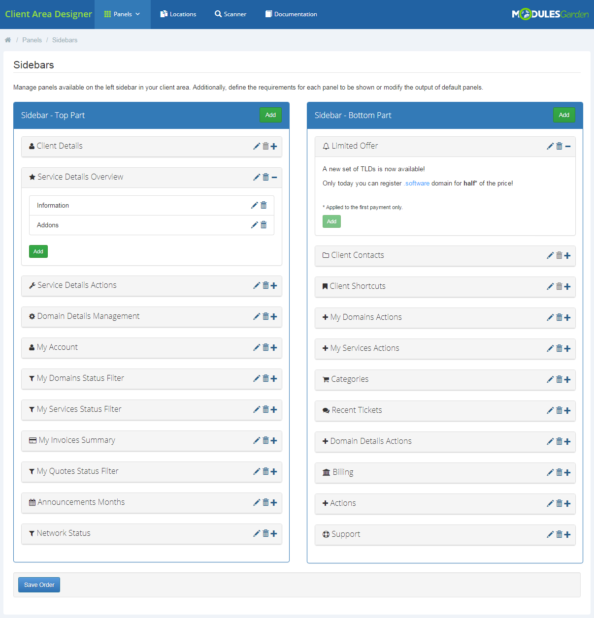 Client Area Designer For WHMCS: Screen 7