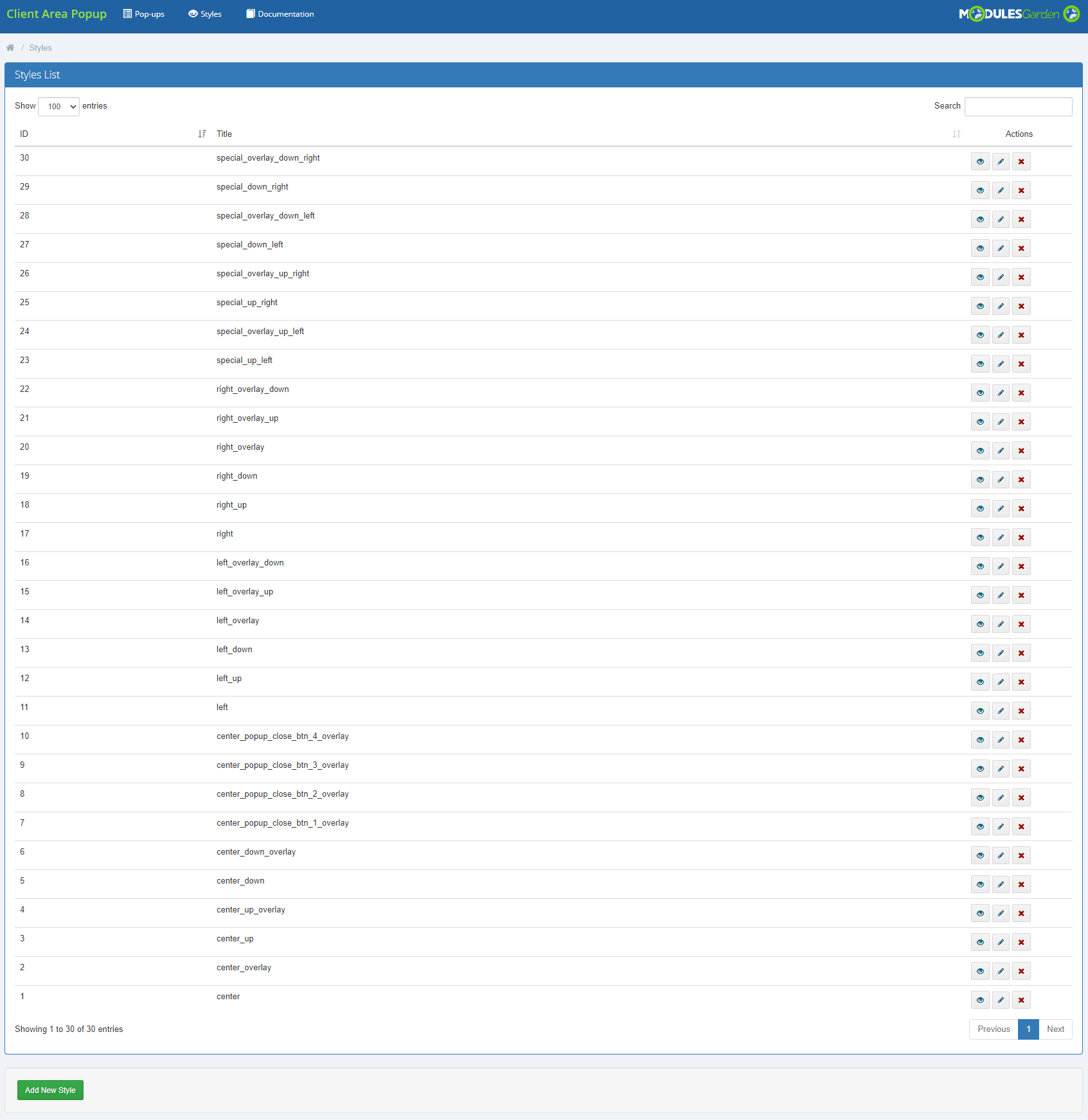 Client Area Popup For WHMCS: Module Screenshot 13