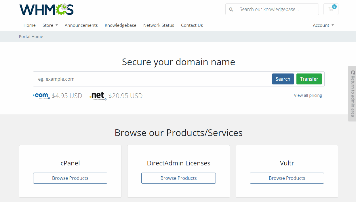 Client Area Popup For WHMCS: Module Screenshot 2
