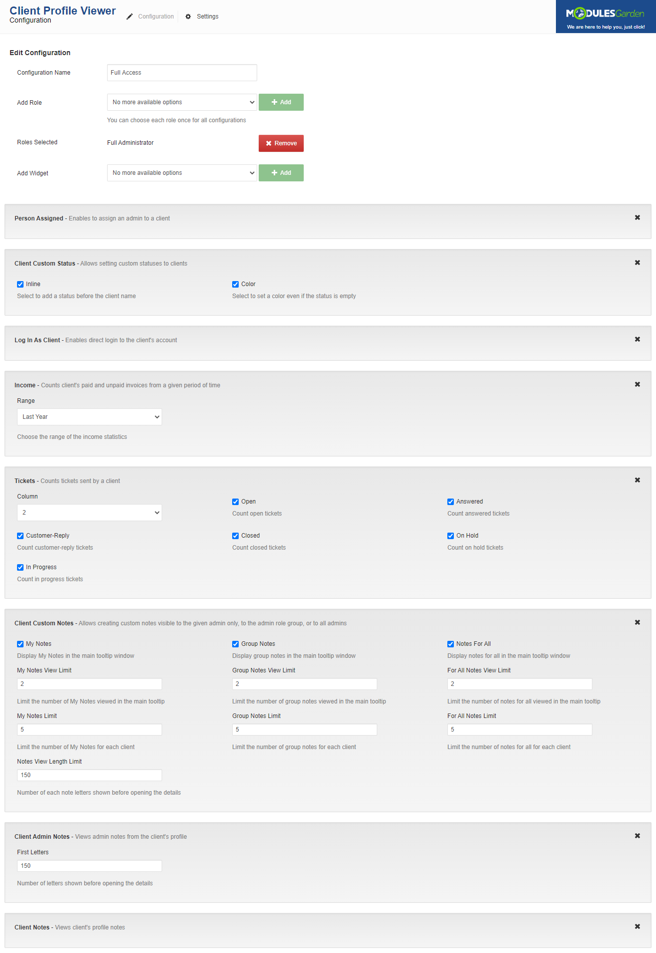 Client Profile Viewer For WHMCS: Module Screenshot 8