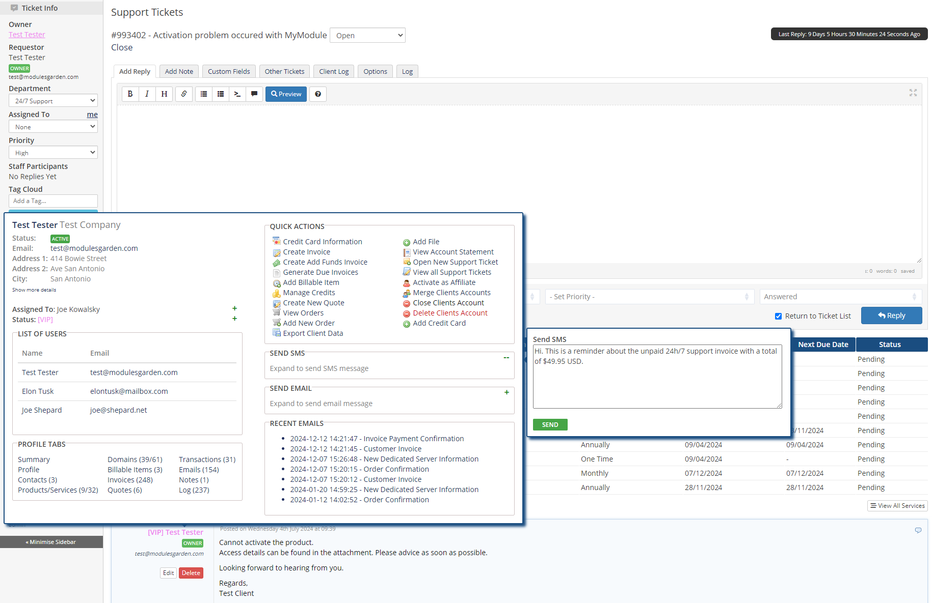 Client Profile Viewer For WHMCS: Module Screenshot 6