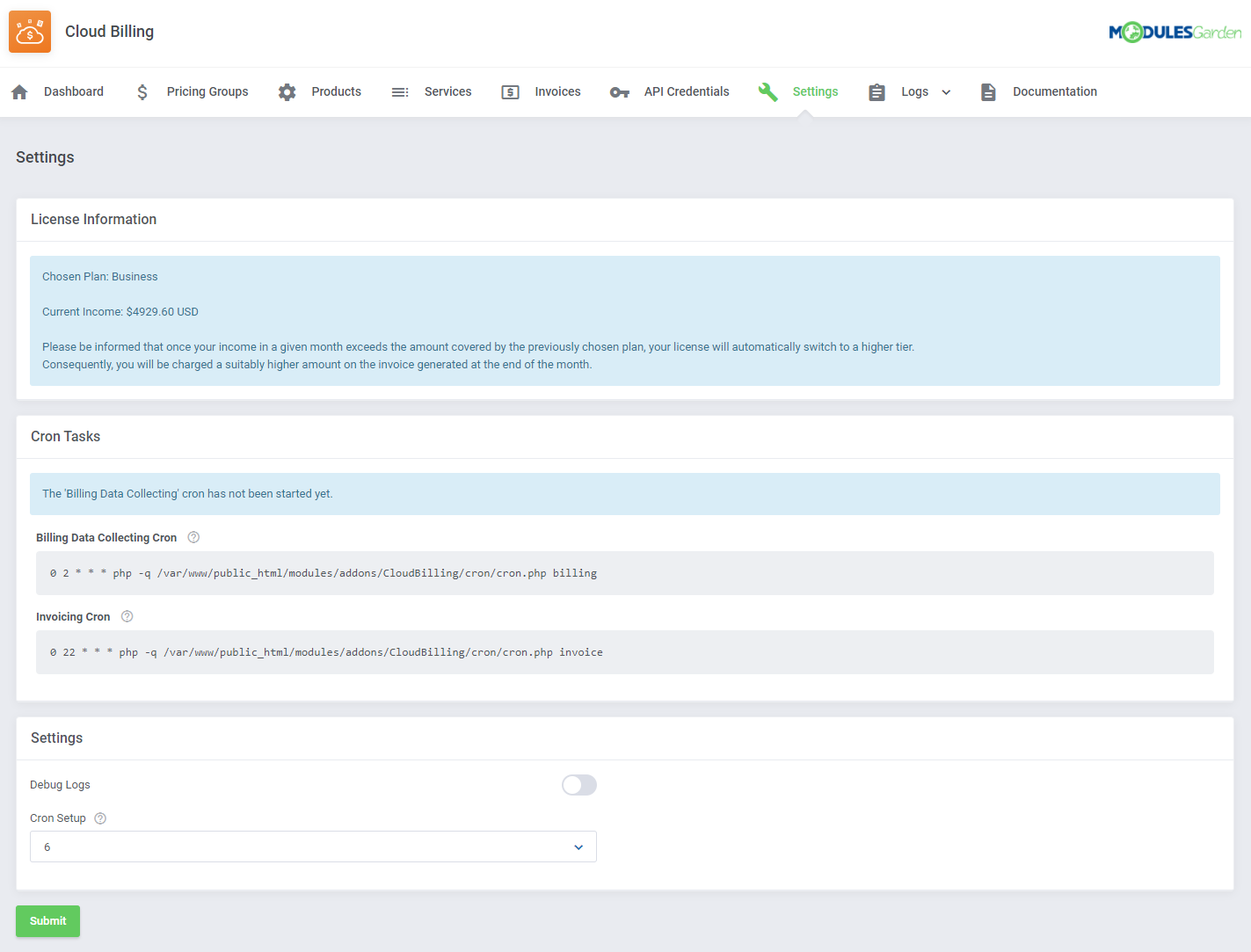Cloud Billing For WHMCS: Module Screenshot 15