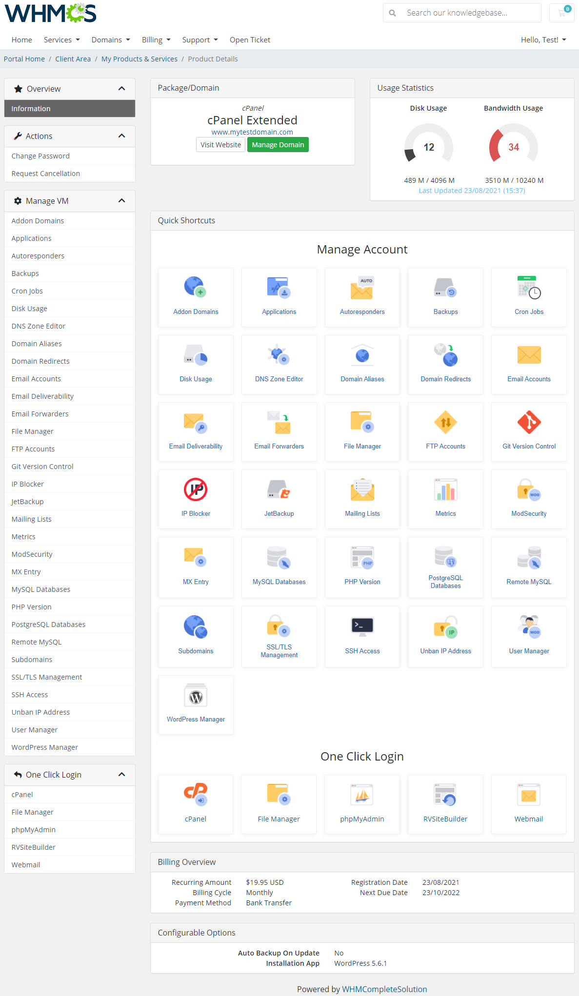 cPanel Extended For WHMCS: Module Screenshot 2