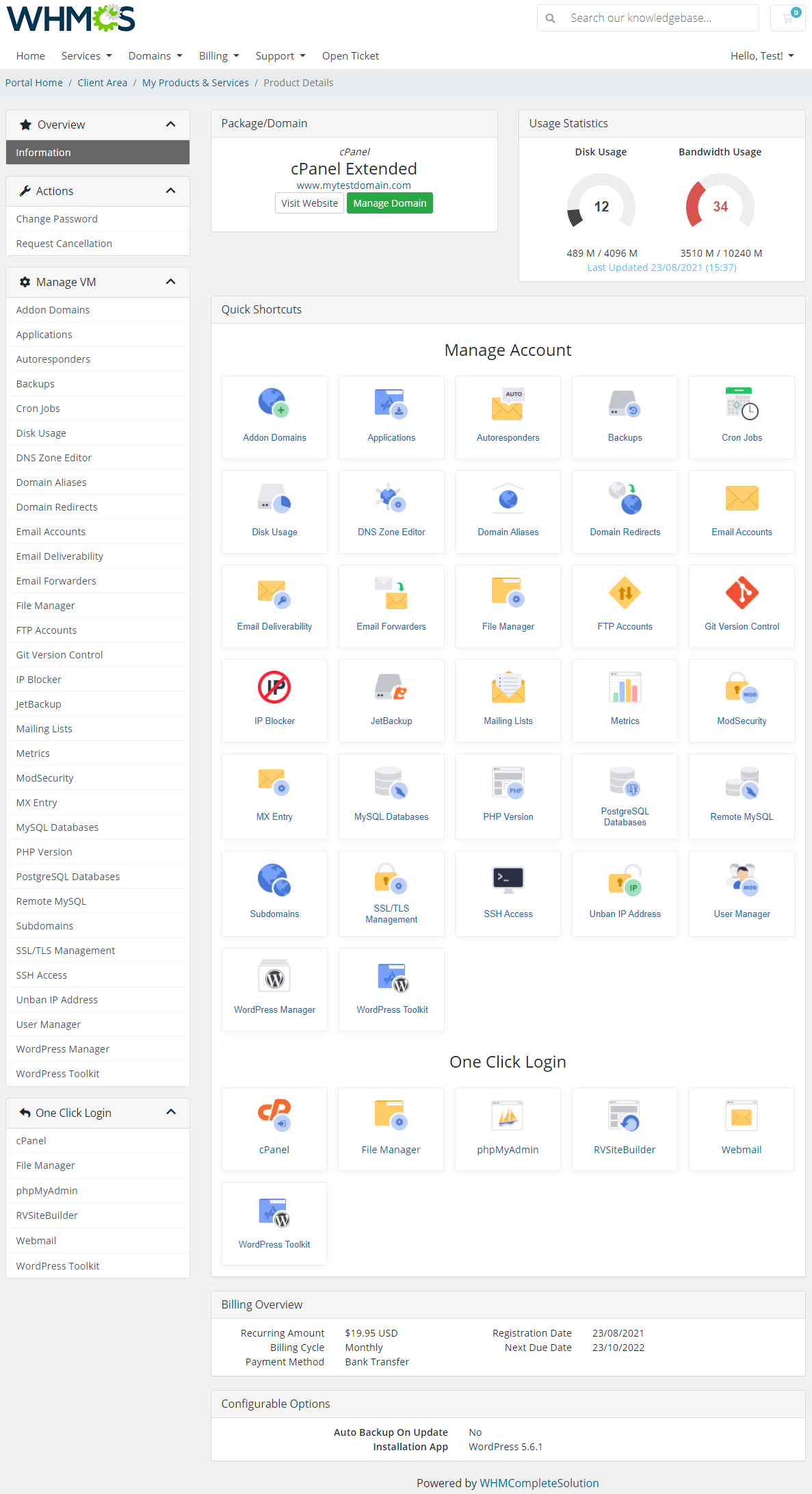 cPanel Extended For WHMCS: Module Screenshot 2