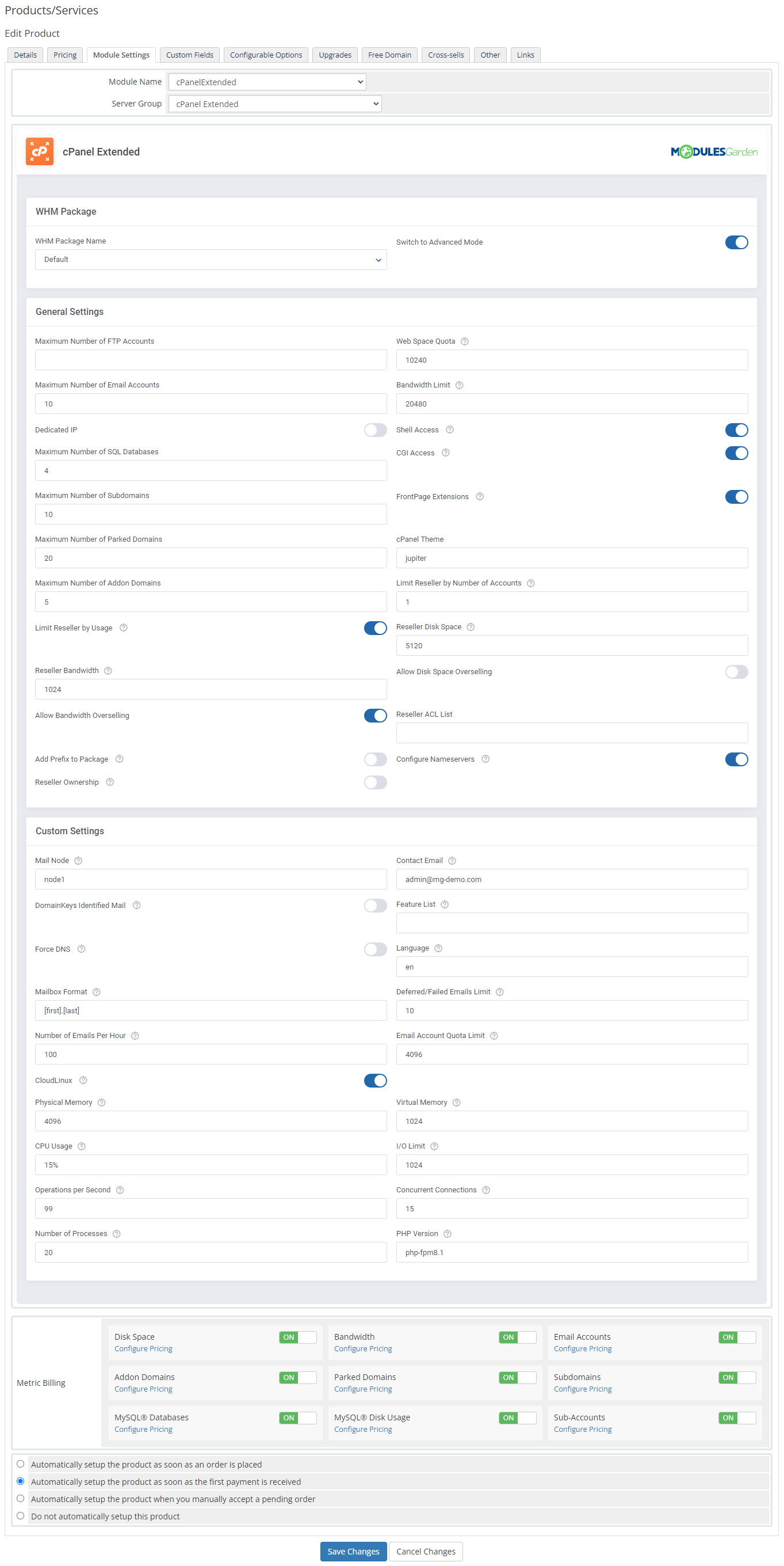 cPanel Extended For WHMCS: Module Screenshot 52