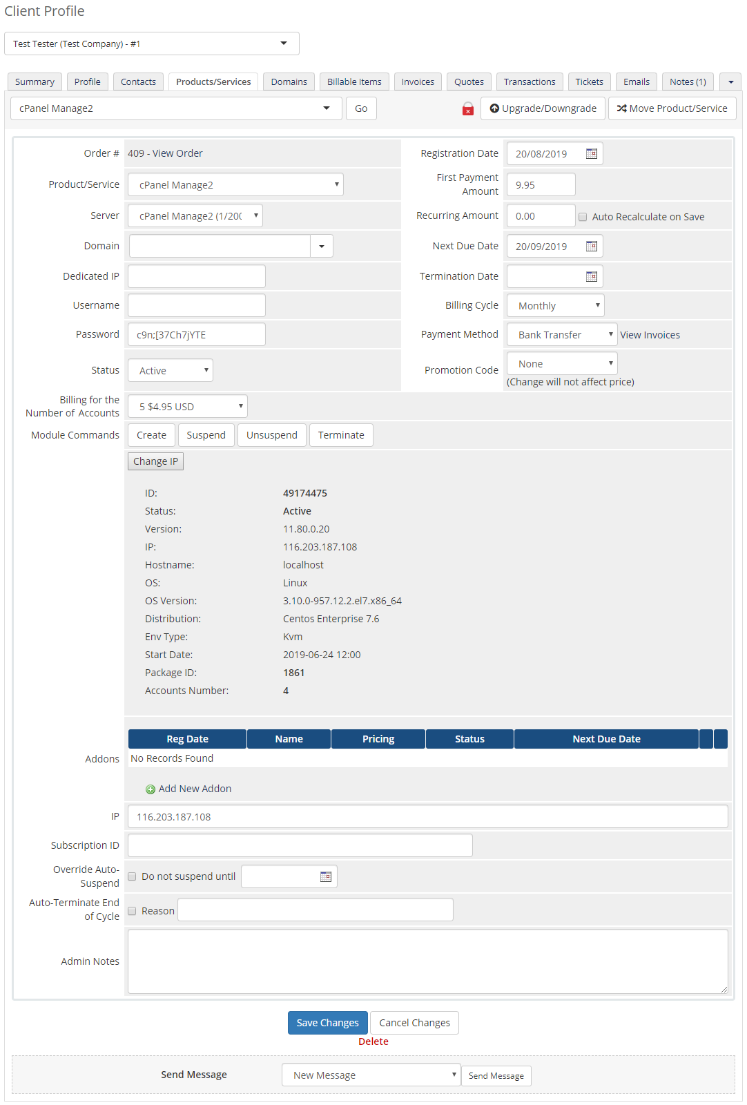 cPanel Manage2 For WHMCS: Module Screenshot 2