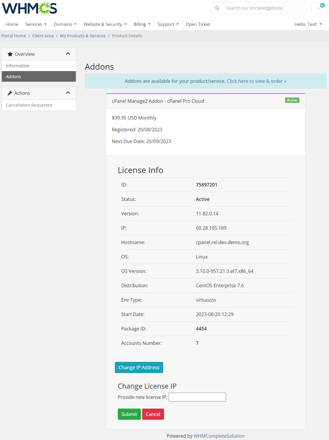 cPanel Manage2 For WHMCS: Module Screenshot 2