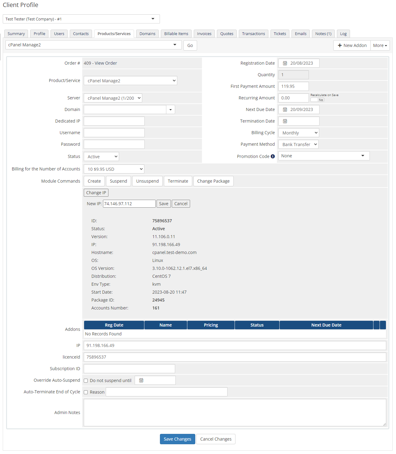 cPanel Manage2 For WHMCS: Module Screenshot 3