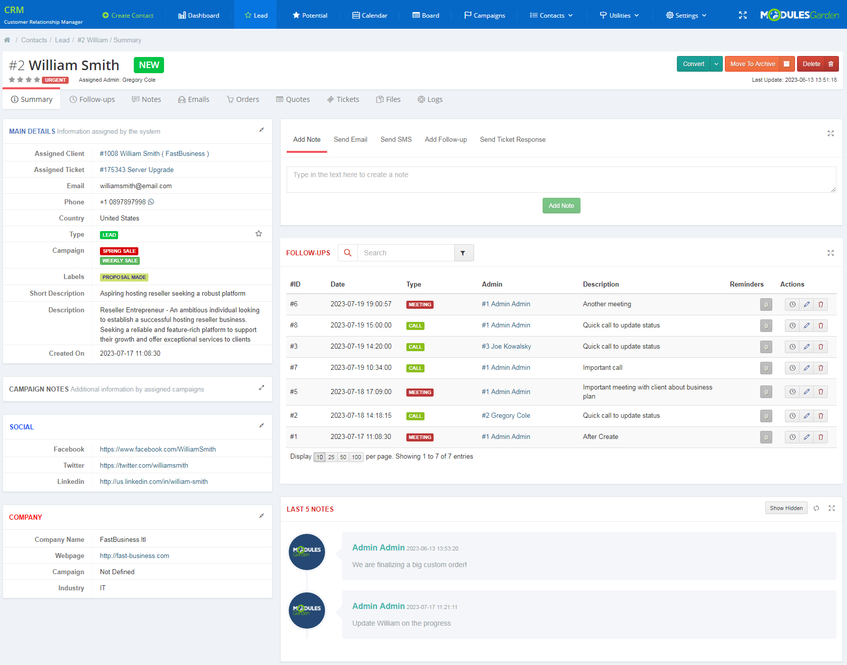 CRM For WHMCS ModulesGarden