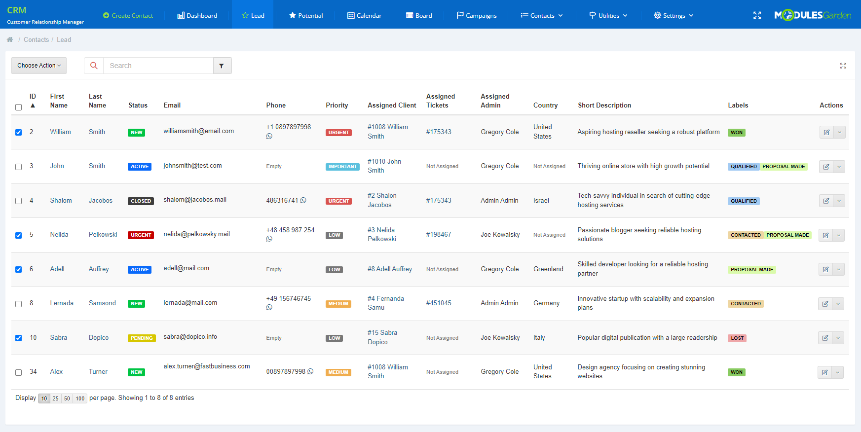 CRM For WHMCS: Module Screenshot 2