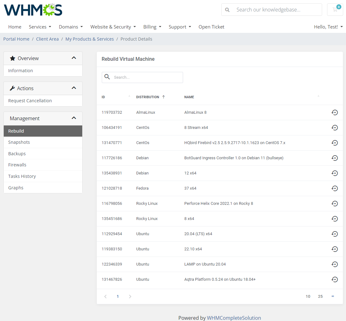 DigitalOcean Droplets For WHMCS: Module Screenshot 2