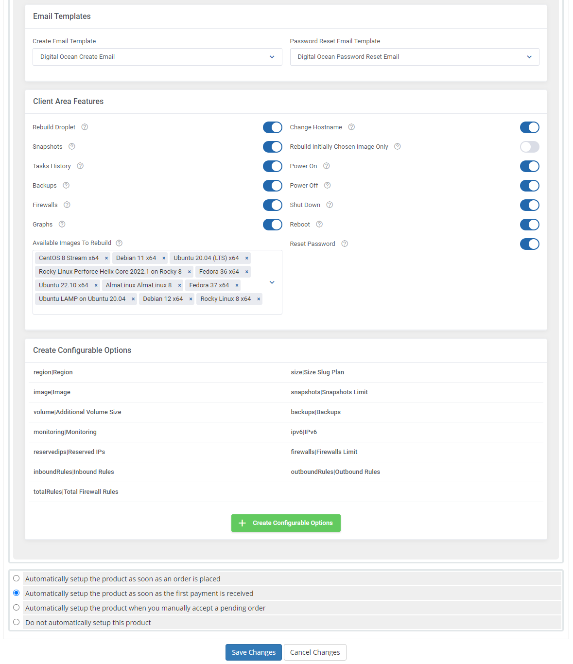 DigitalOcean Droplets For WHMCS: Module Screenshot 14