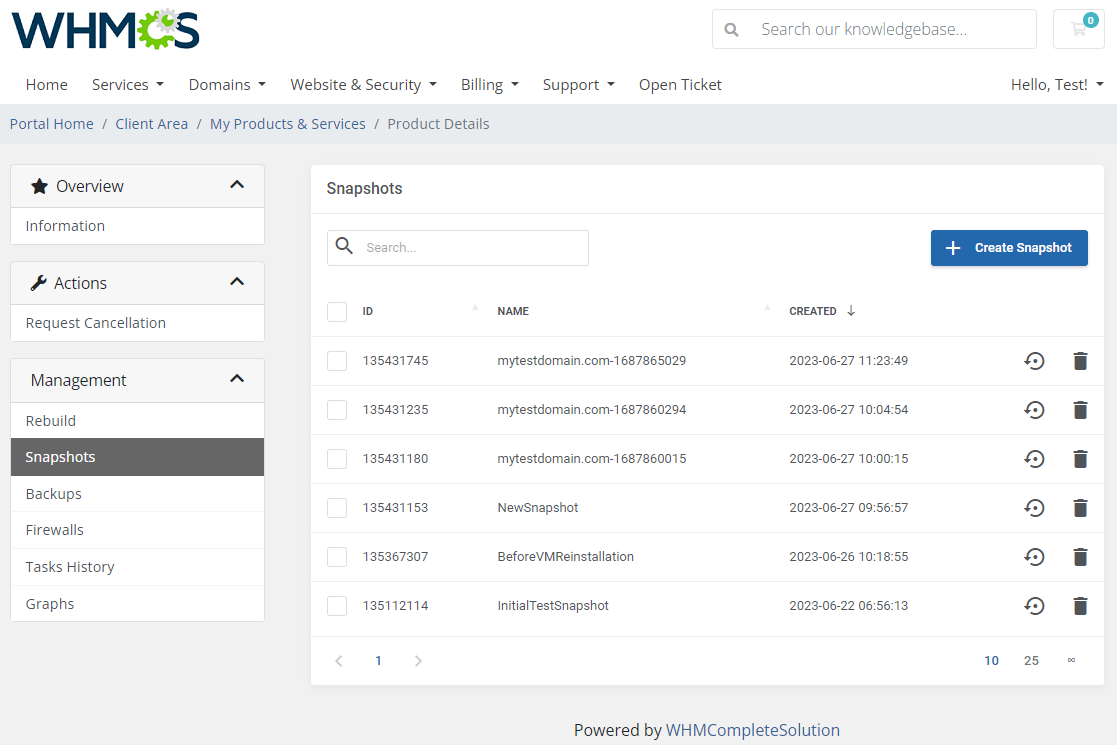 DigitalOcean Droplets For WHMCS: Module Screenshot 3
