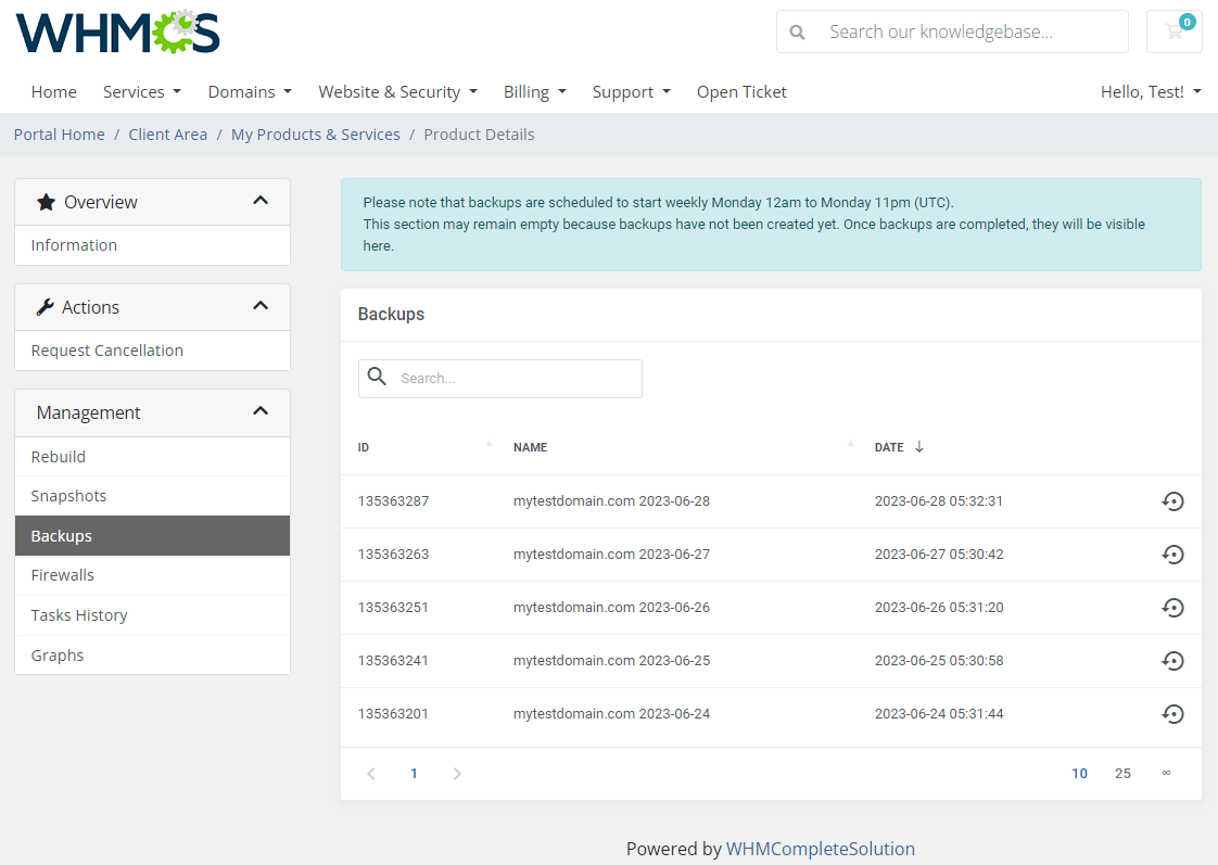 DigitalOcean Droplets For WHMCS: Module Screenshot 4