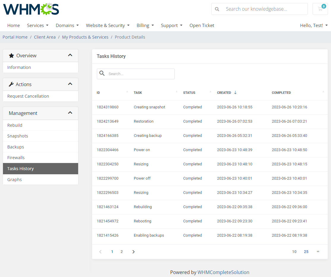 DigitalOcean Droplets For WHMCS: Module Screenshot 8