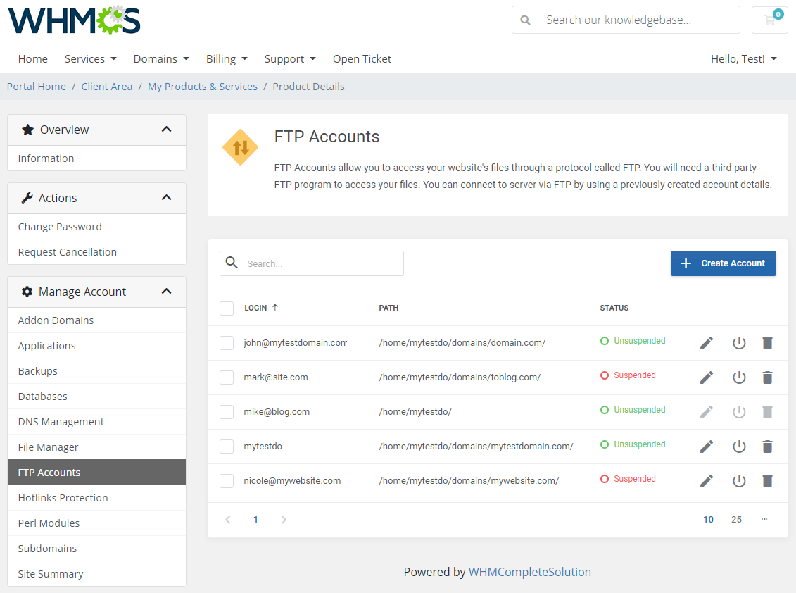 DirectAdmin Extended For WHMCS: Module Screenshot 13