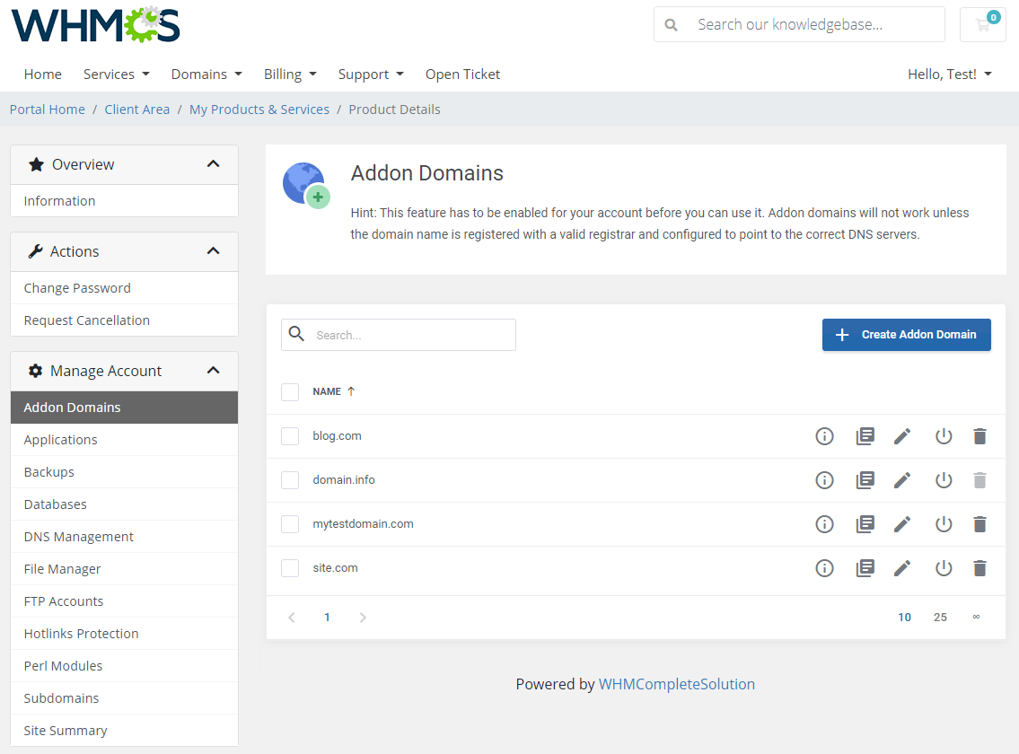 DirectAdmin Extended For WHMCS: Module Screenshot 2