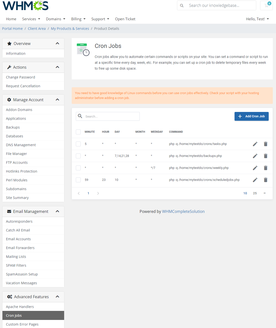 DirectAdmin Extended For WHMCS: Module Screenshot 28