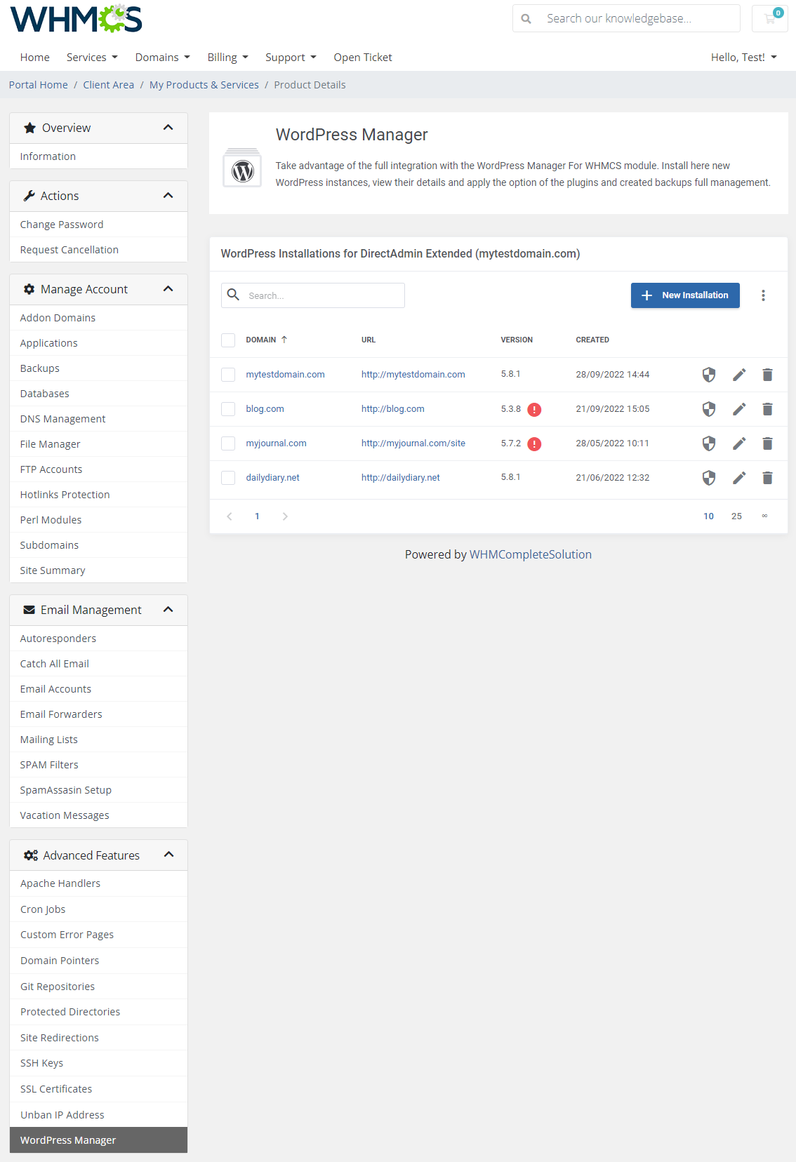 DirectAdmin Extended For WHMCS: Module Screenshot 39