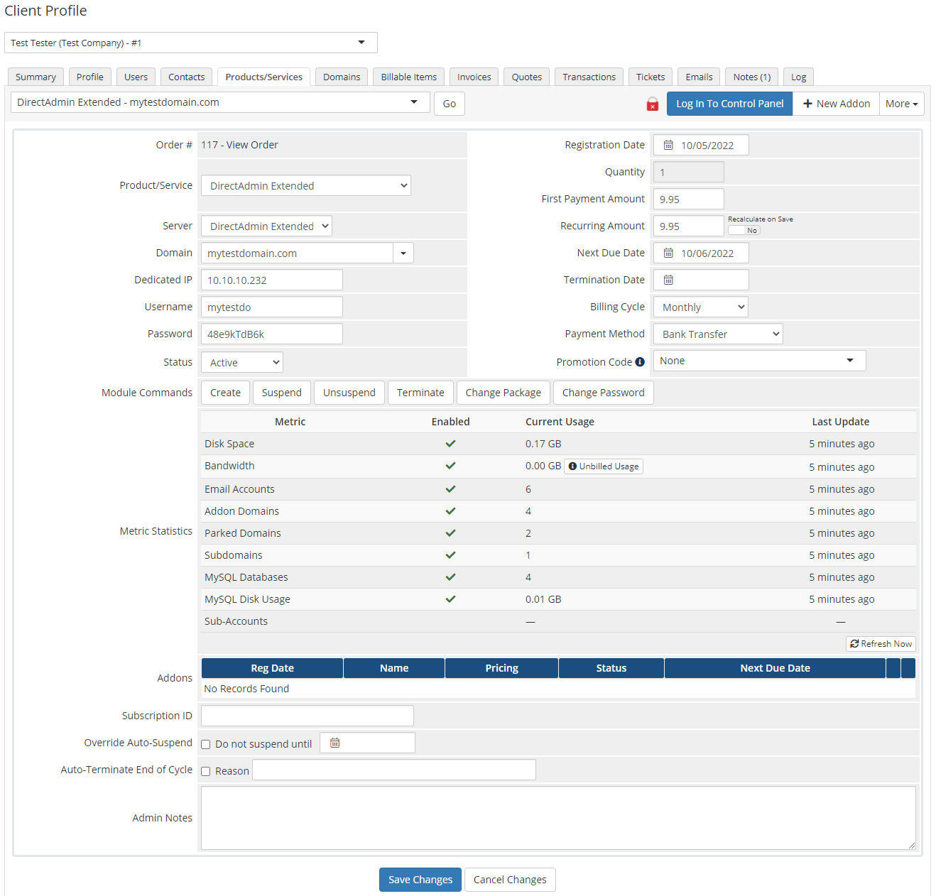 DirectAdmin Extended For WHMCS: Module Screenshot 45