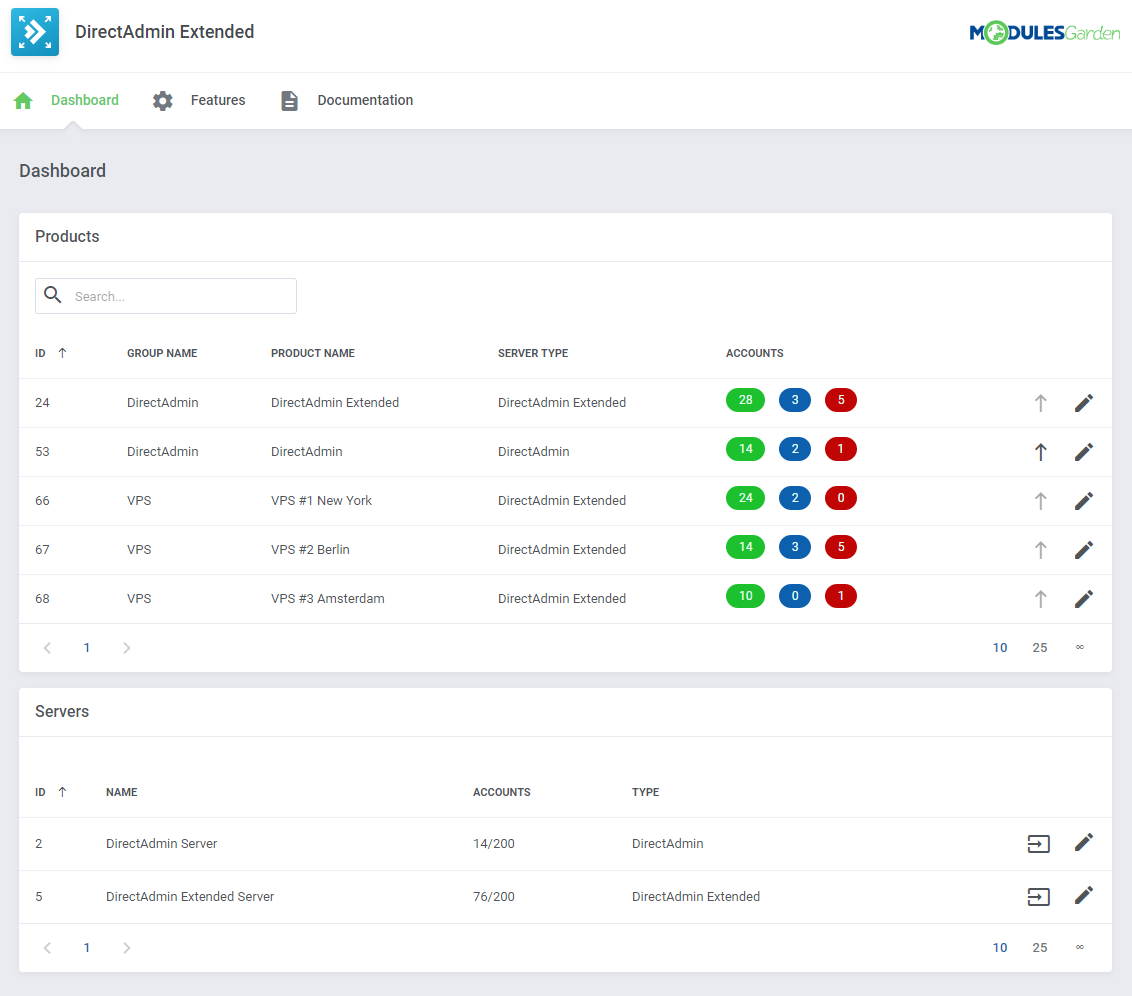 DirectAdmin Extended For WHMCS: Module Screenshot 46