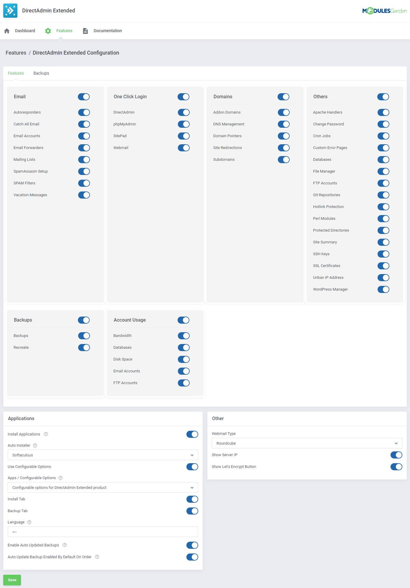 DirectAdmin Extended For WHMCS: Module Screenshot 48