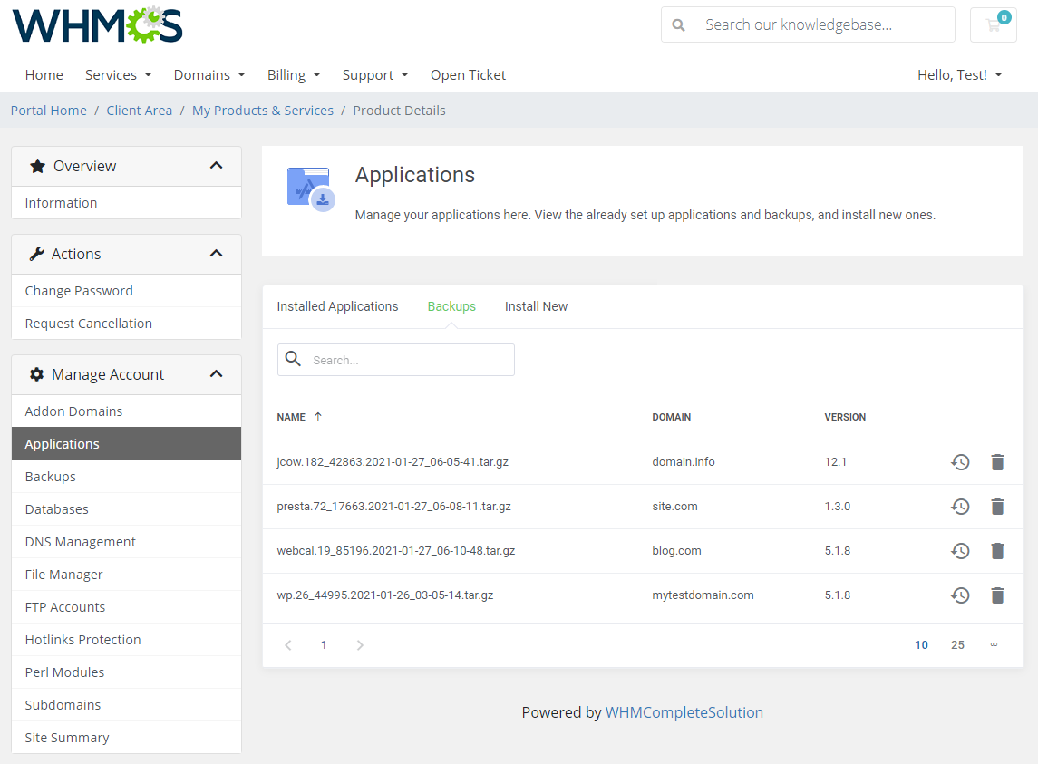 DirectAdmin Extended For WHMCS: Module Screenshot 5