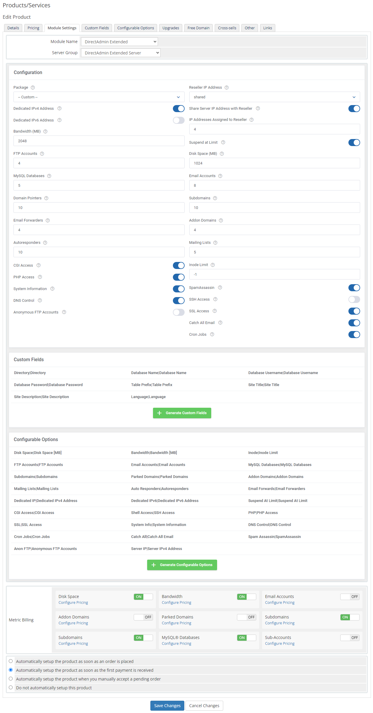 DirectAdmin Extended For WHMCS: Module Screenshot 51