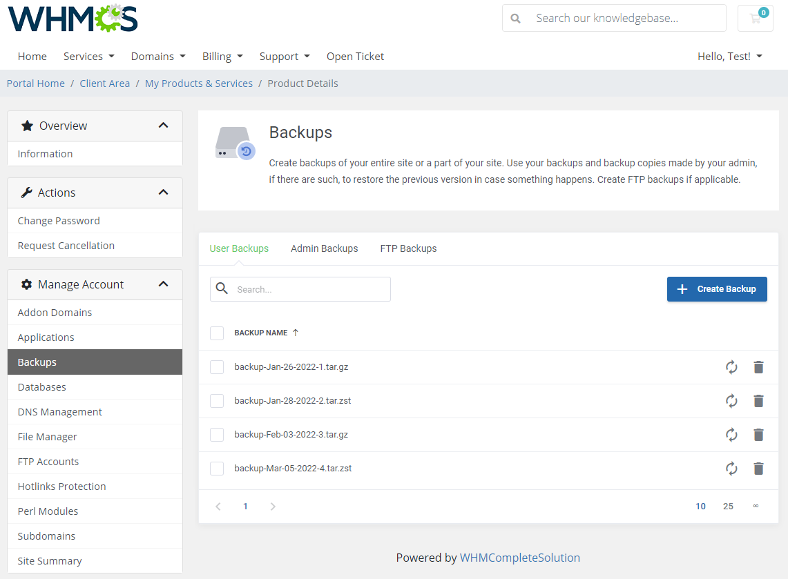 DirectAdmin Extended For WHMCS: Module Screenshot 7