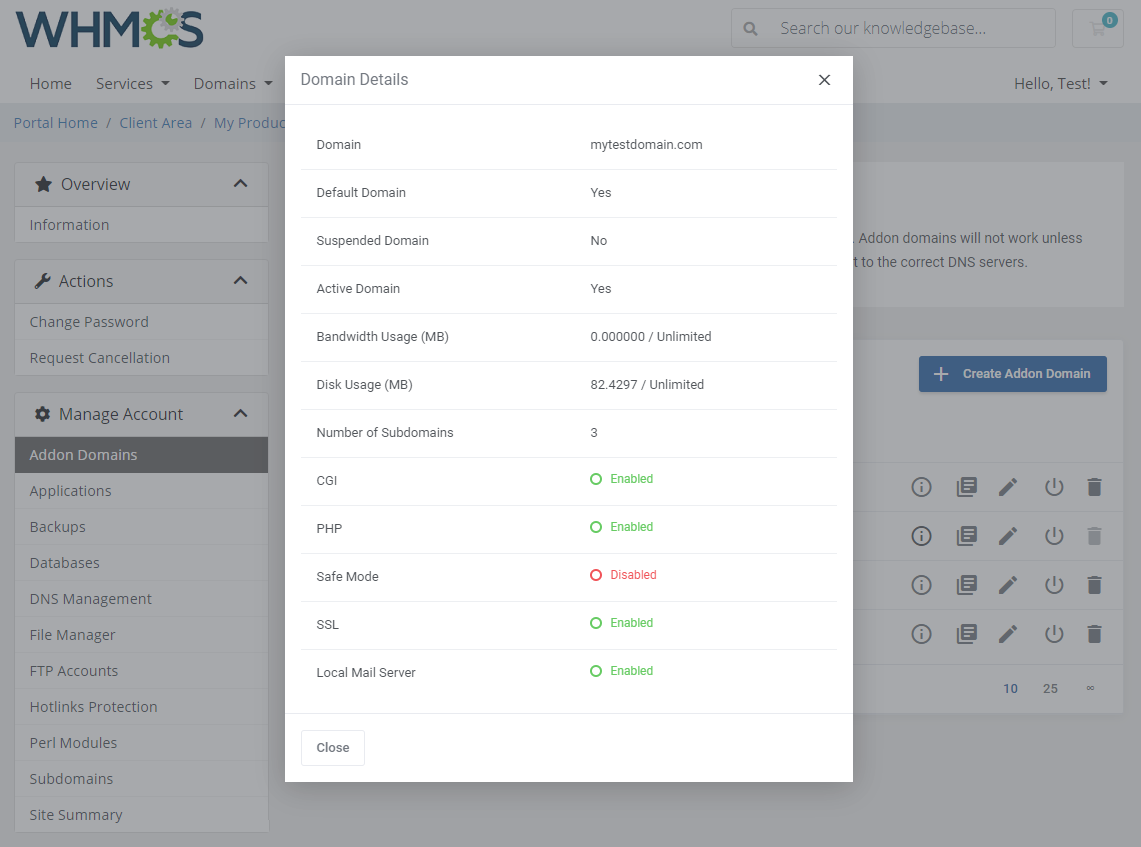 DirectAdmin Extended For WHMCS: Module Screenshot 3