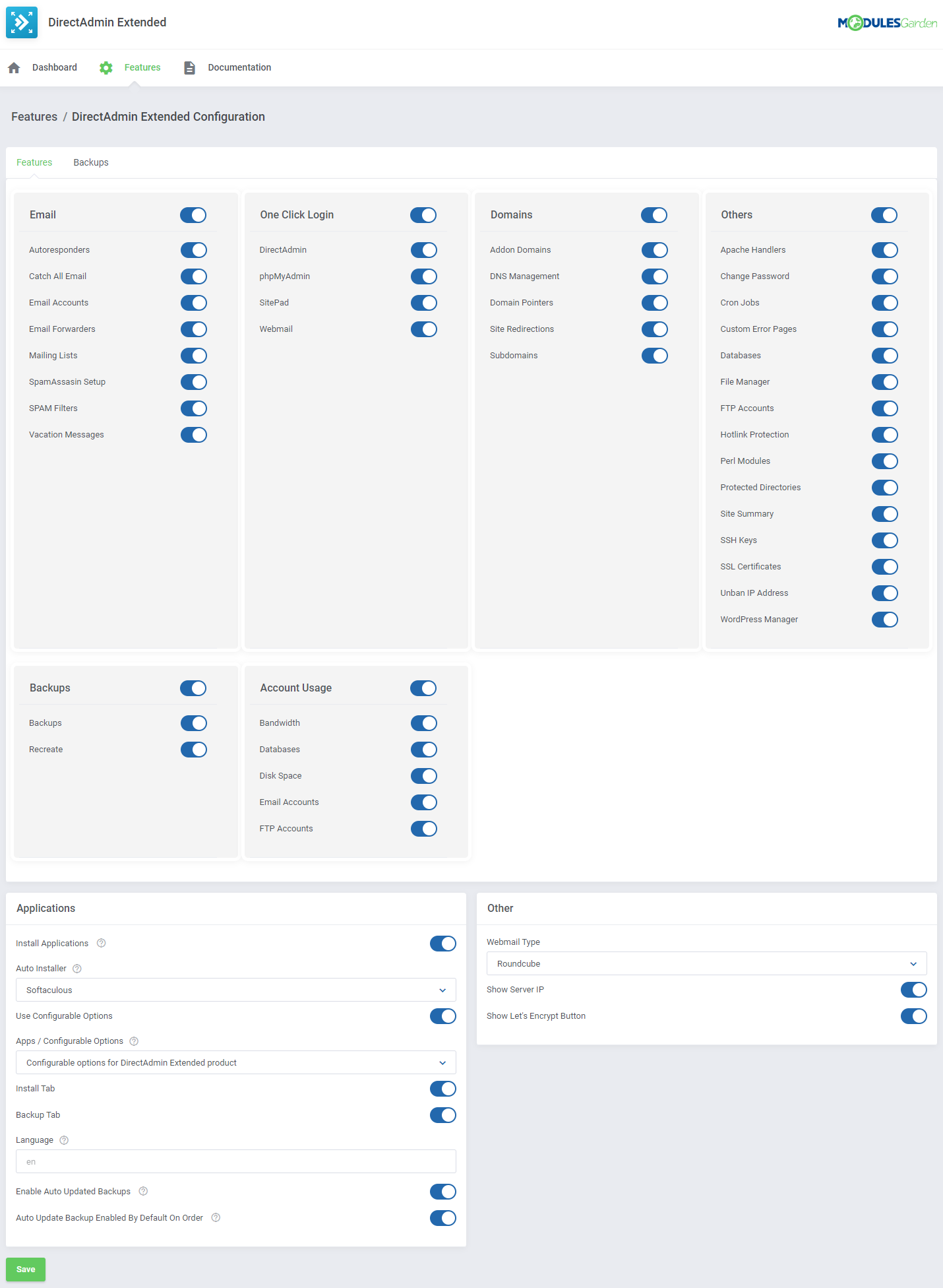 DirectAdmin Extended For WHMCS: Module Screenshot 47